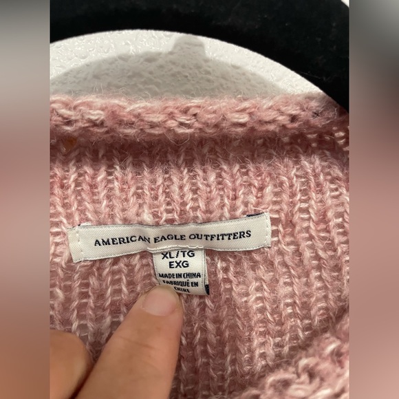American Eagle Outfitters Chunky Knit Mock Neck Oversized Sweater Pink Size XL - Picture 5 of 8